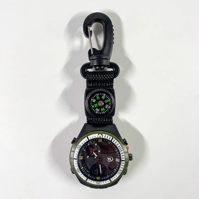 Sports Style Multi-function Electronic Digital Pocket Watch with Stopwatch Compass Alarm And Calendar Military Fob Clip Watch