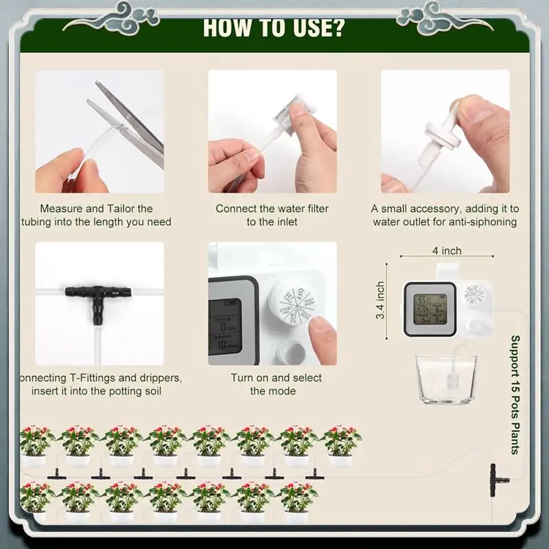 Durable Automatic Drip Irrigation Kit,15 Potted Indoor Houseplants Support,Indoor Automatic Watering System For Plants