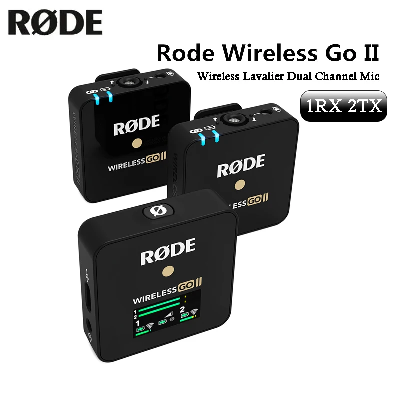 

Rode Wireless Go II GO2 Wireless Lavalier Dual Channel Mic RX 2TX Transmission Microphone Accessories for Phone DSLR Cameras