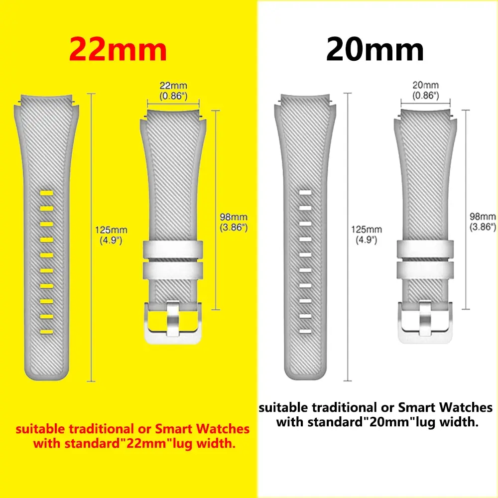 20-mm- bzw. 22-mm-Armband für Samsung Galaxy Watch 7/6/5/Pro/4/Classic/46 mm/42 mm/Active 2, Gear S3, Silikonarmband, Huawei GT/2/3 Pro. – Detail 3