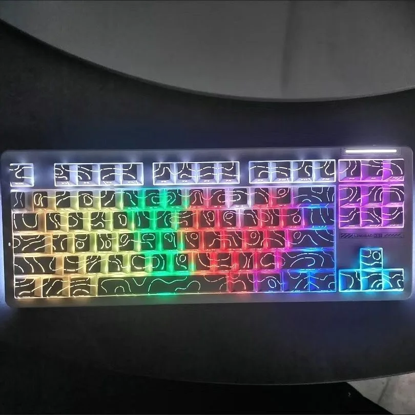 130+ Keys Altitude line White Side Print PBT Keycap Backlit RGB Cherry Profile Dye-Sub For Cherry MX Gamer Mechanical Keyboard