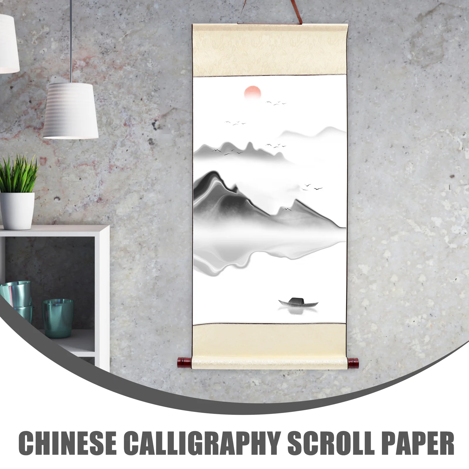 Sprinkled Gold Rice Paper Kids Scroll Chinese Calligraphy Accessory Wall Mounting Hanging Drawing