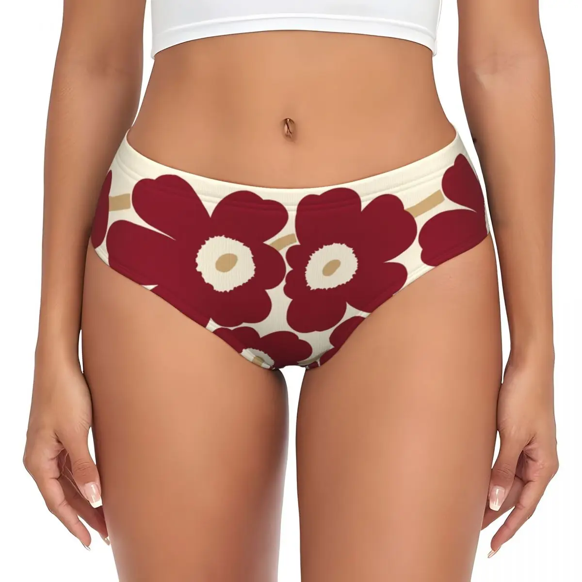 Custom Little Poppy Print Brief Panties for Women Comfort Stretch Fashion Modern Style Underwear