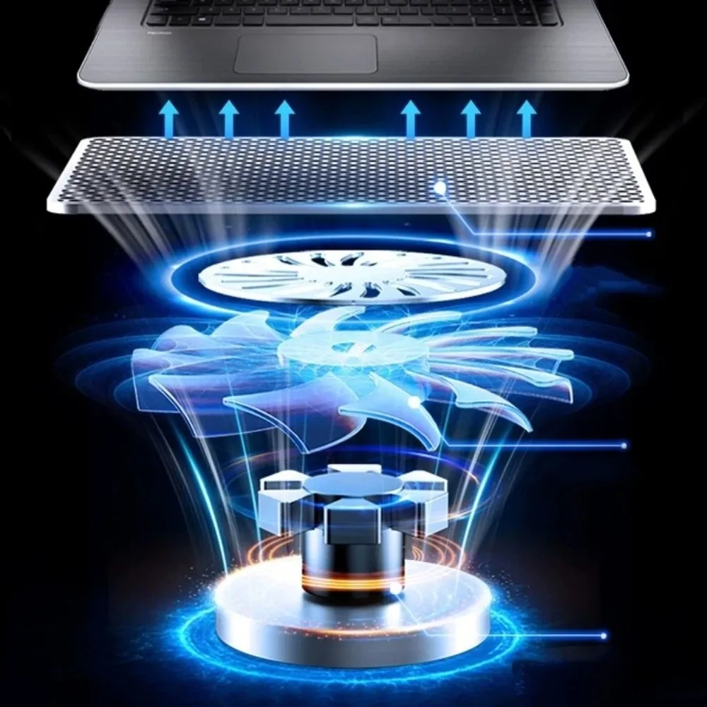

CPU Cooling Foldable Laptop Table RGB Two Fans Colored Lights Notebook Riser Cooling Phone Holder Laptop Stand Holder Laptop