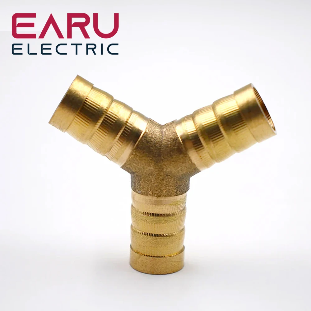 6-12mm BRASS Y type Hose Joiner Piece 3 WAY Fuel Water Air Pipe TEE CONNECTOR Pneumatic Connect Plug Socket for Air Gas Oil