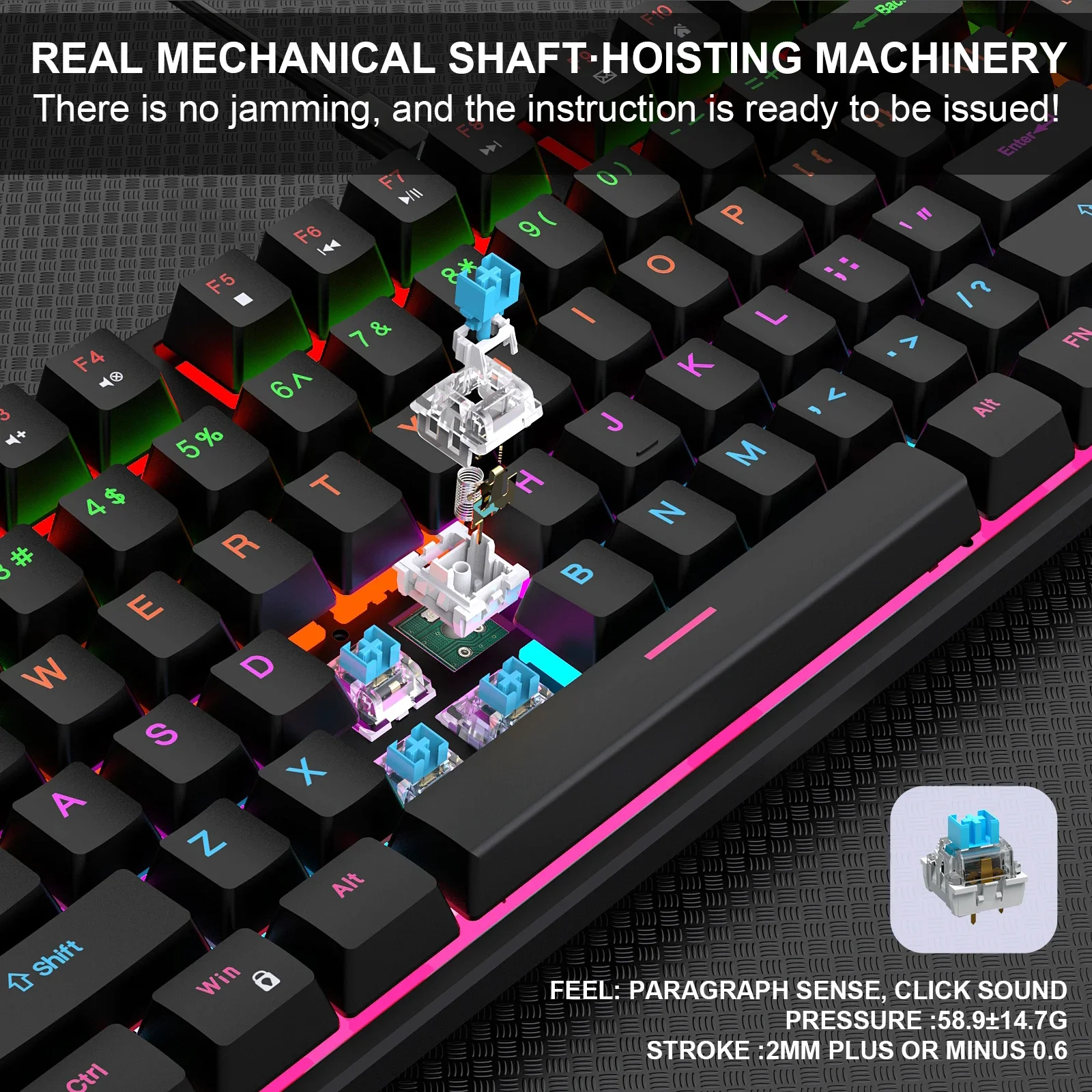 16 RGB Wired Mechanical Keyboard 104 Keys Gaming Keyboard Esports Keyboard Hot-Swappable Ergonomic Keyboard for Laptop Macbook