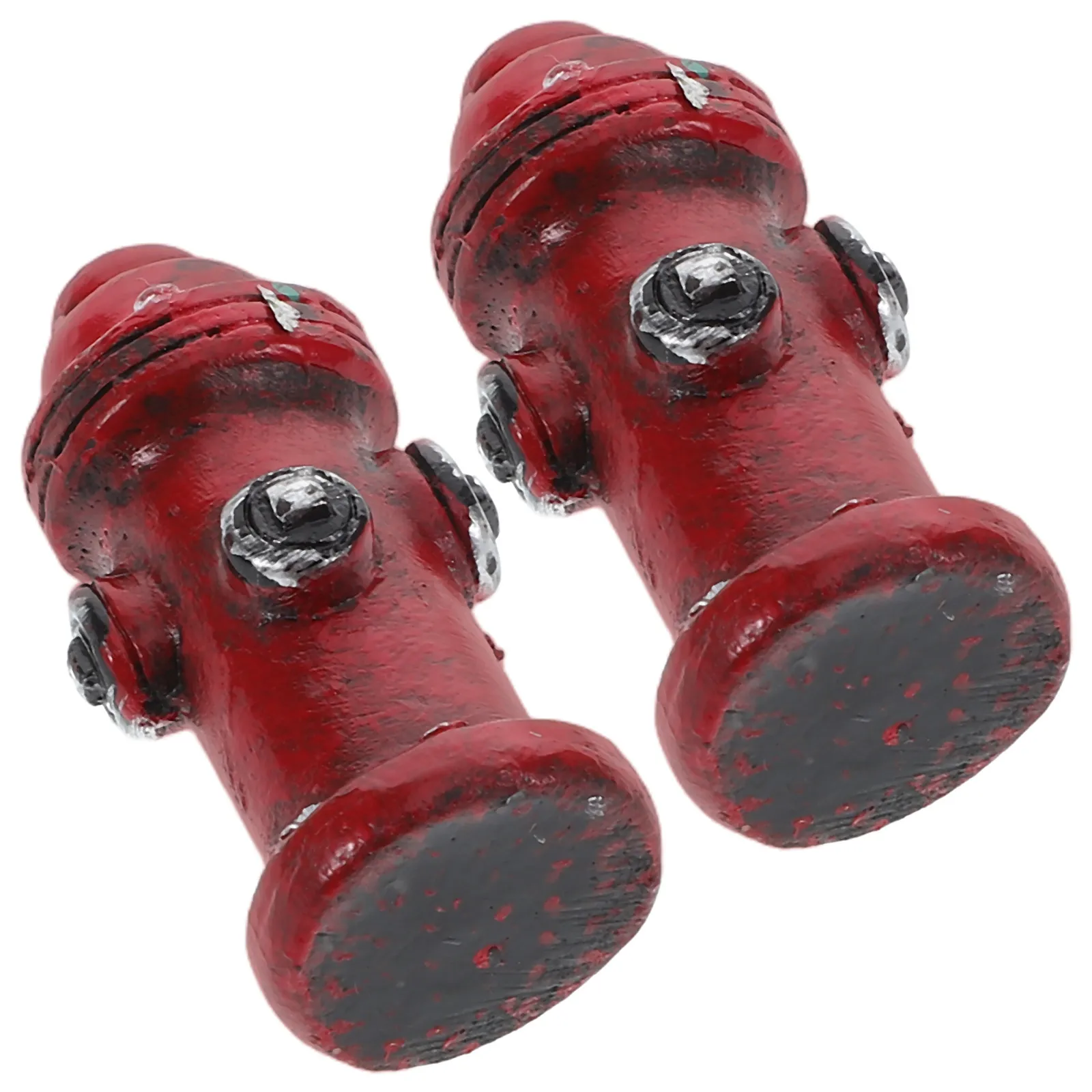 2Pcs Mini Resin Fire Hydrant Extinguishing Decoration Firefighter Cake Topper Micro Landscape Statue Cake Fire Hydrant