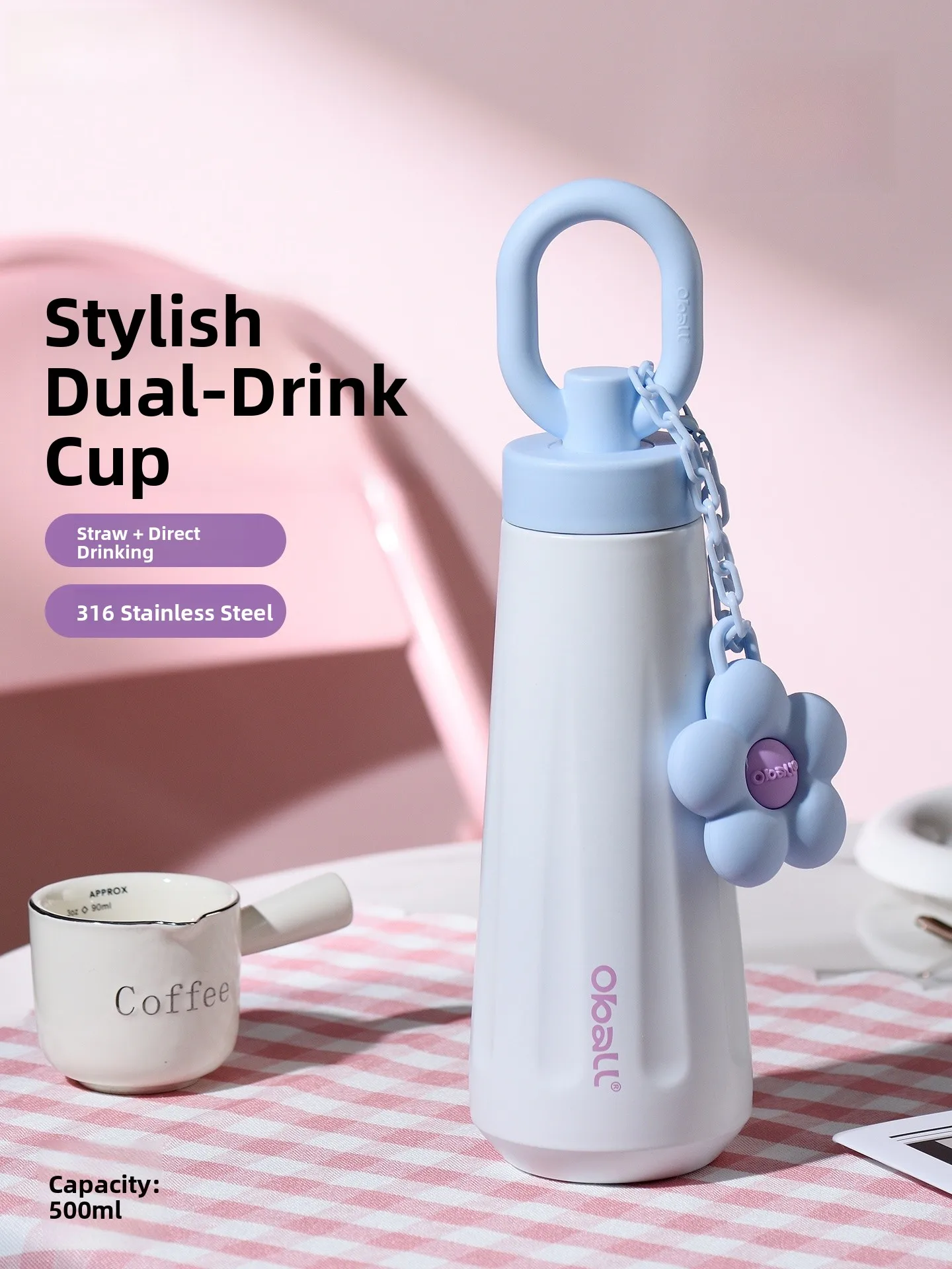

Oball316 Stainless Steel Insulated Water Bottle Large Capacity Straw Cup for Women High Aesthetic Value New 2026 Model Gift