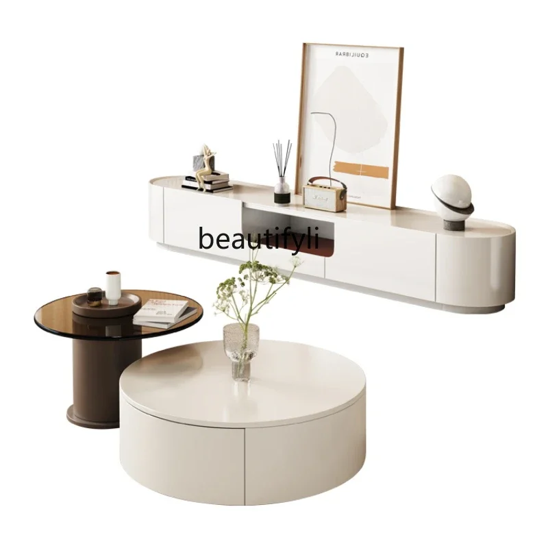 

Modern Minimalist Cream Style Tea Table Cloud Tea Table Home Designer Model