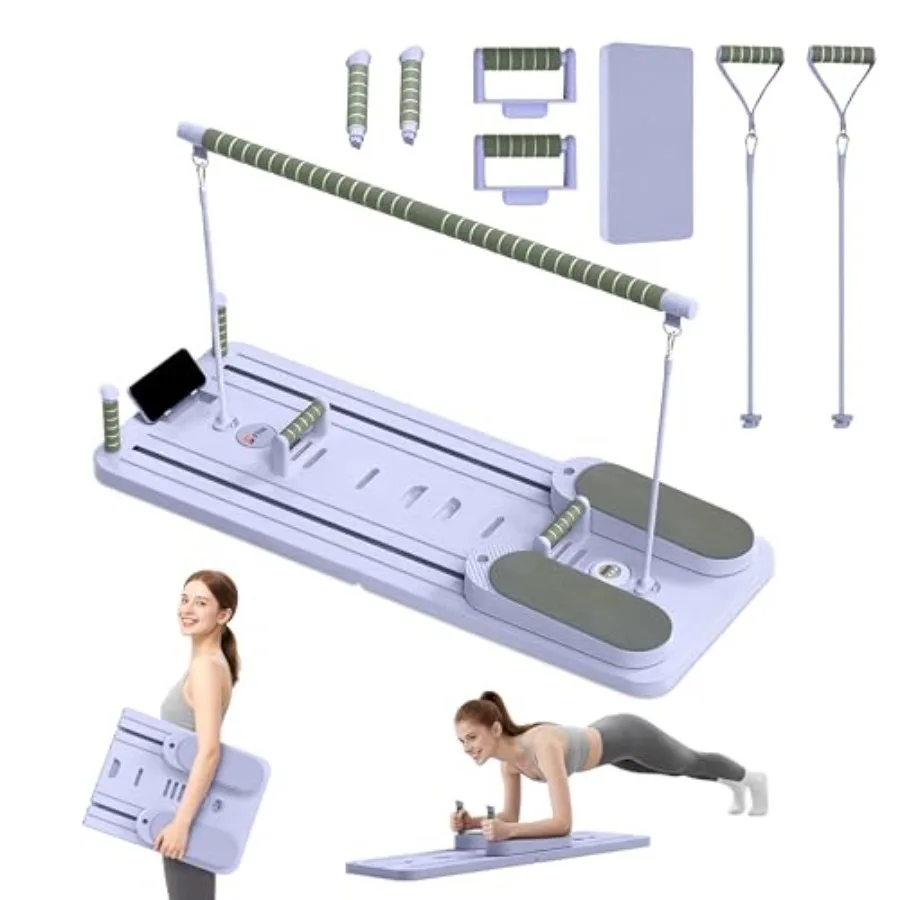 Faltbares Pilates-Board für Heimtraining - Verbesserte Multifunktionale Tragbare Reformer-Maschine in Schwarz mit Erhöhtem Widerstand