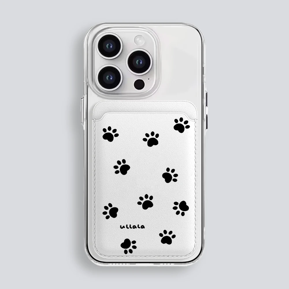 Katzen- und Hundepfoten-Leder-Kartenetui Handyhülle Kartenhalter für Magnetische Hülle Geeignet für alle iPhone Magsafe Karten-Handy-Rückseiten-Taschen – Detail 5