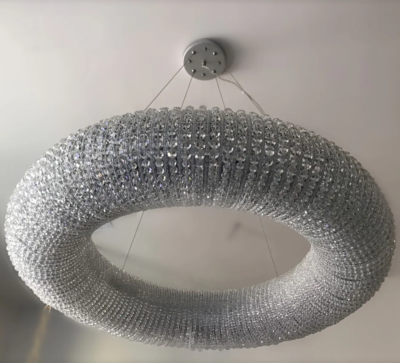 American K9 Crystal E14 LED Pendant Light Loft Round Iron