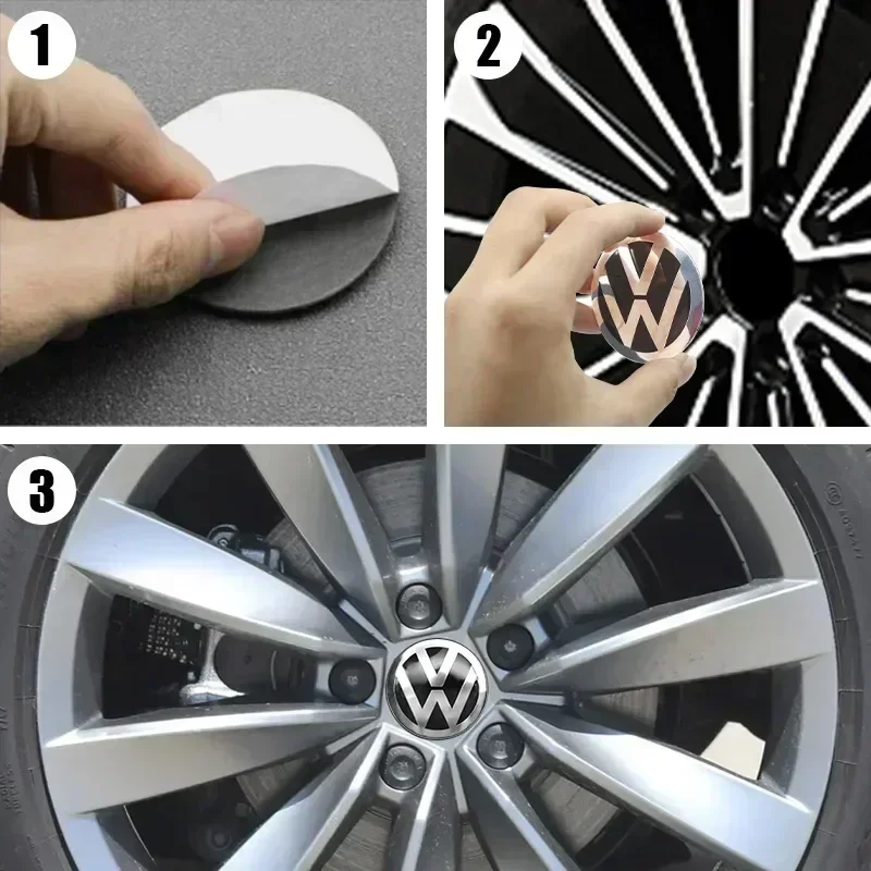 4pcs 56/60/65mm Volkswagen Car Wheel Center Cover Stickers Hub Cap For VW R Golf Touran Octavia Motion GTI Polo Auto Accessories view 4