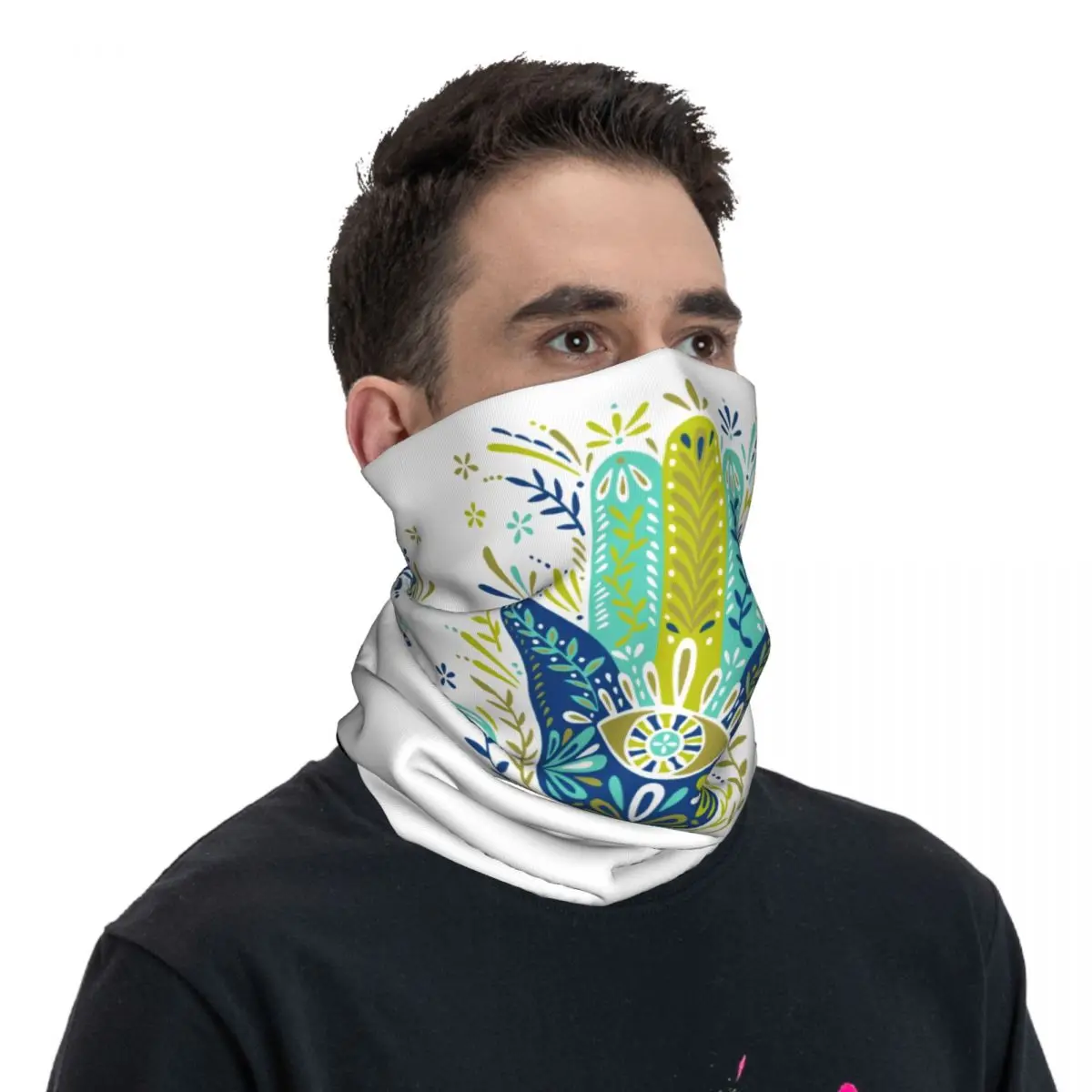 カスタムハムサハンド邪視除けバンダナネックゲイター防風フェイススカーフカバー男女兼用お守り部族文化ヘッドバンドチューブ