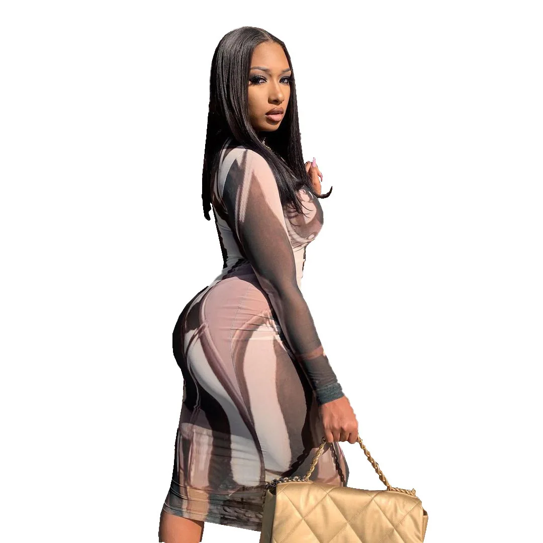 Sexy estampado largo Sve Dr para mujer Otoño Invierno Ele cintura alta tejido Thi poliéster envolvente alrededor de la falda