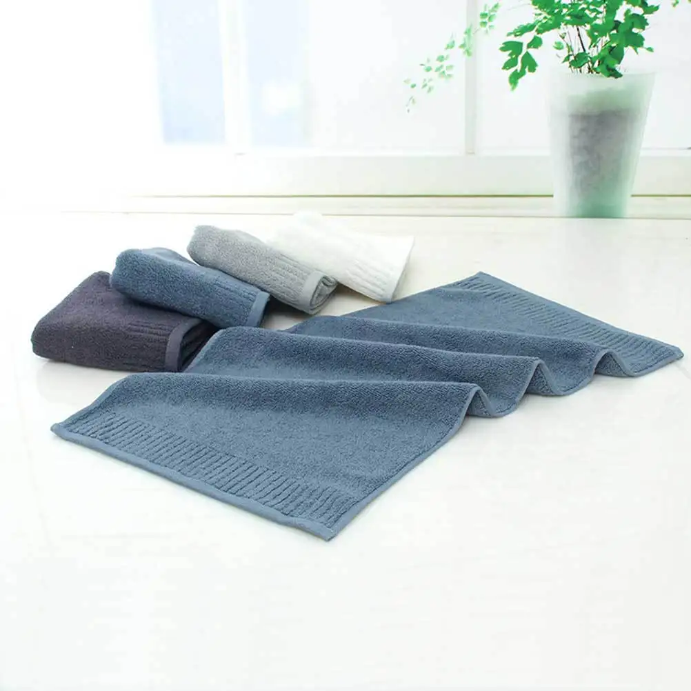 

4Pcs Elegant Pure Cotton Hand Towel Thick Absorbent Non Shedding Washcloth for Daily Use White Grey Blue Pure Cotton Towel