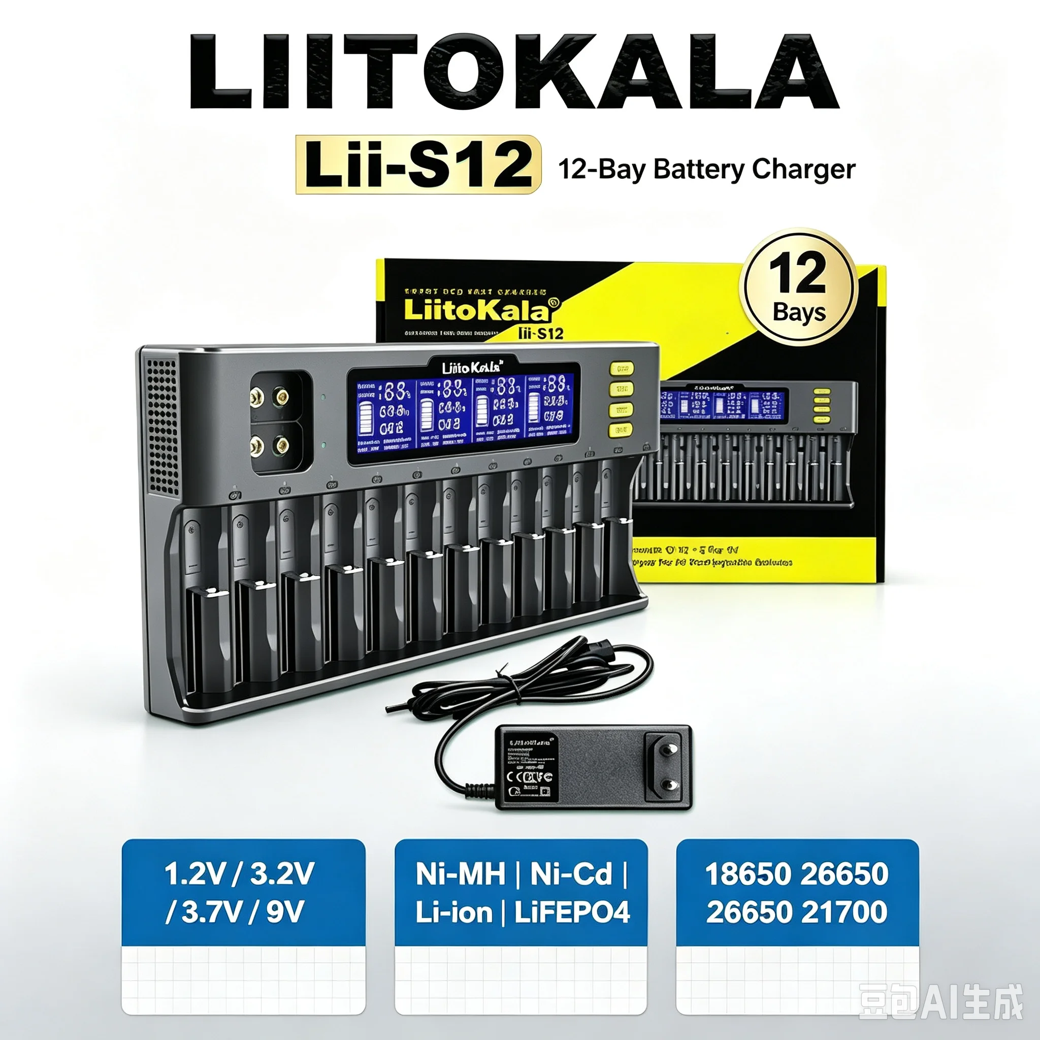 Liitokala Lii-S12 Lii-402 Lii-600 Lii-700 Battery Charger 3.7V/1.2V 18650/26650/16340/18500 Battery Charger with Screen Lii500
