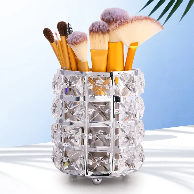 Crystal Lipstick Holder Makeup Organizer Necklace Dressing Table Makeup Brush Jewelry Pearl Storage Box Decor ornaments Tray WF