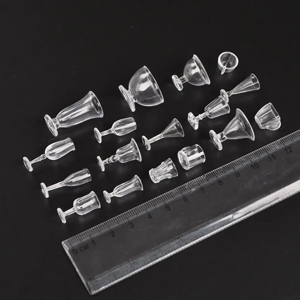17 pz/set accessori per casa delle bambole trasparenti cucina per bambole mini tazza simulazione pentole ciotola per gelato calice in miniatura