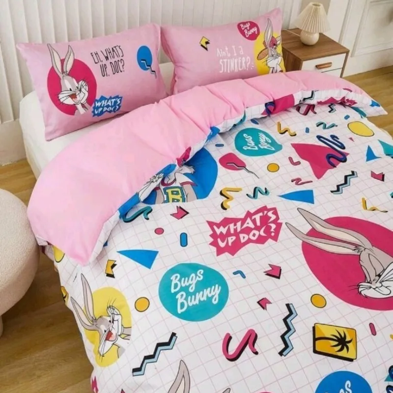 

Customizable Name Looney Tunes Bedding Set Duvet Cover Pillowcase Adult Boy Girl Bedroom Decoration