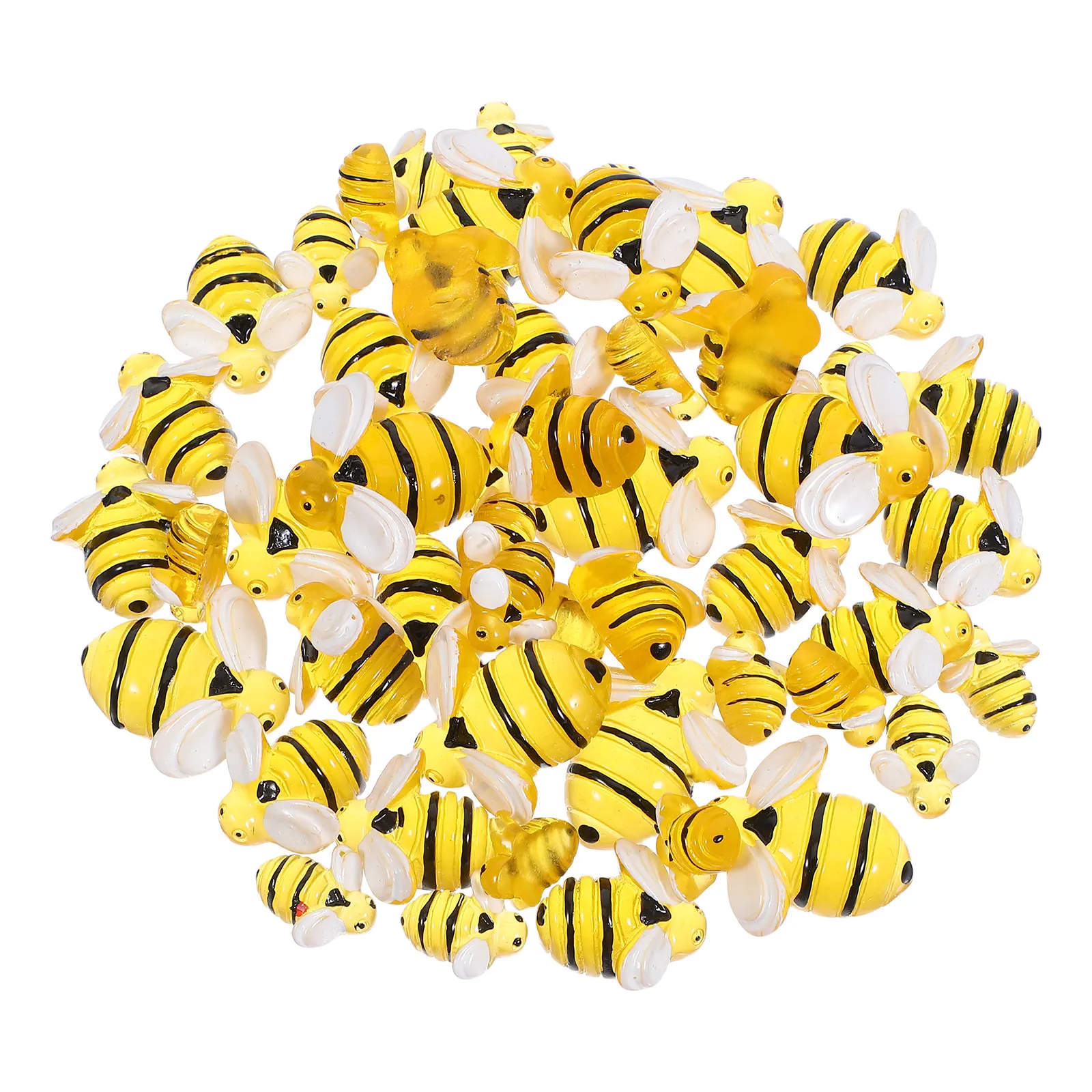 

50 шт. светящихся в темноте смоляных подвесок в виде пчелок, миниатюрные пчелки для поделок, декора чехлов для телефонов, украшения для садовых вечеринок, с плоским основанием
