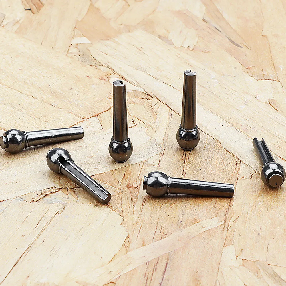 

6 Pcs Guitar String Pegs Black Metal Bridge Accessories Durable Practical Lightweight Storage Gift Parts Pin Peg Fixing Nail