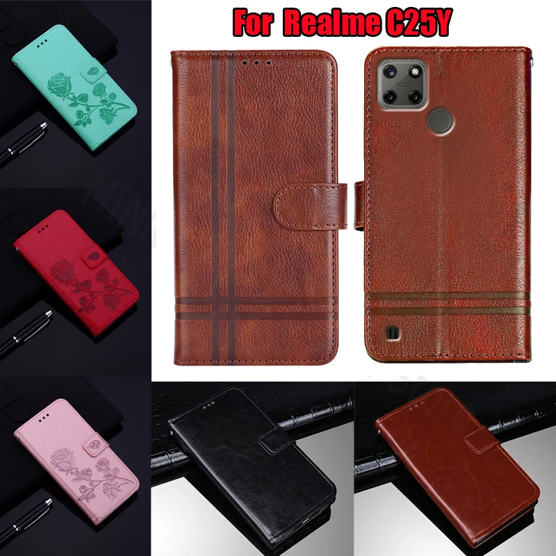 For Oppo Realme C21 C21Y C11 C25 C25S C25Y C31 C35 Case Flip Leather Wallet On Realme C 21 11 25 Y S 31 35 Cover Funda Book Bag