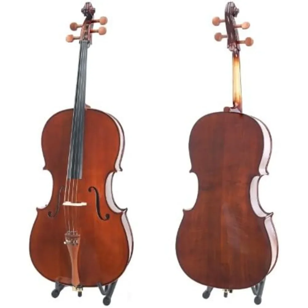 CCO-300 Solid Wood Cello with Hard & Soft Case, Stand, Bow, Rosin, Bridge and Extra Set of Strings, Size 4/4 (Full Size)