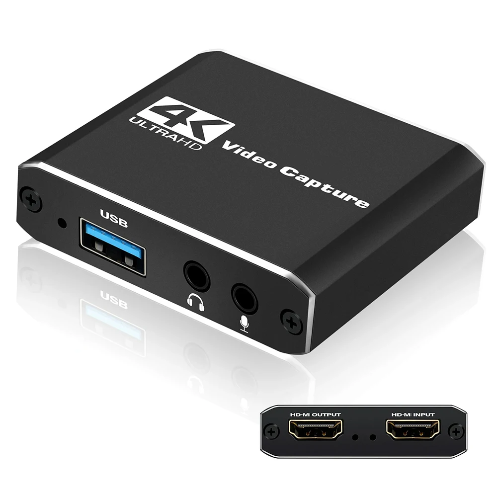 Carte d'acquisition audio-vidéo USB 3.0 avec microphone, sortie en boucle 4K, enregistreur vidéo 1080P, 60FPS, commutateur PC, jeu, diffusion en direct