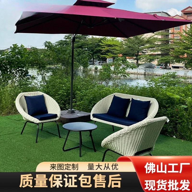 Outdoor Furniture Villa Hotel B & B Sea View Room Resort Rattan Sofa Outdoor Rooftop Waterproof Sunscreen Tables and Chairs
