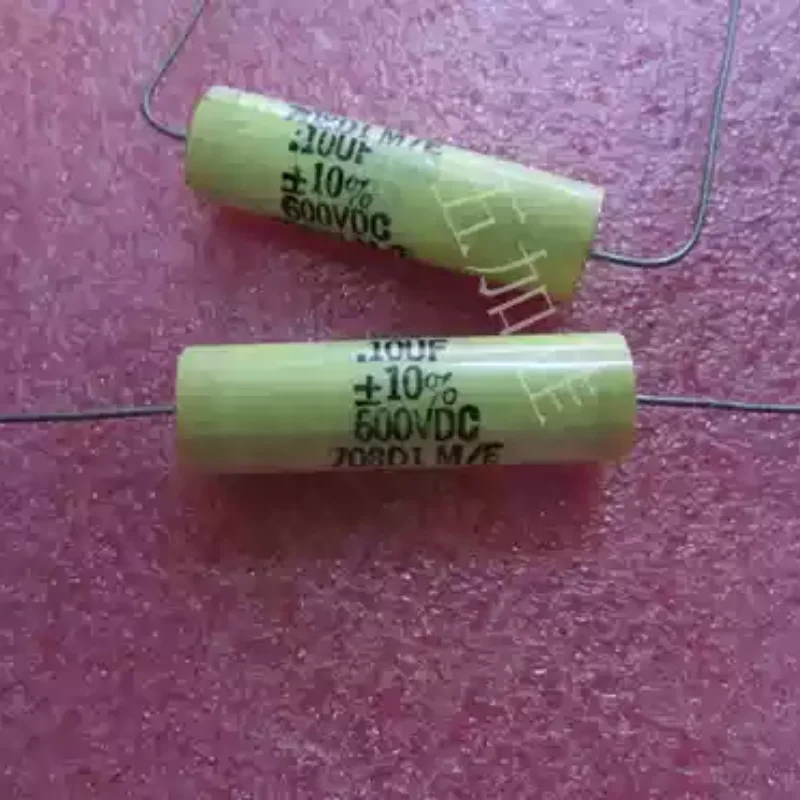 10-100pcs imported thin film frequency divider capacitor 708D1M/E 600V0.1UF 10% axial