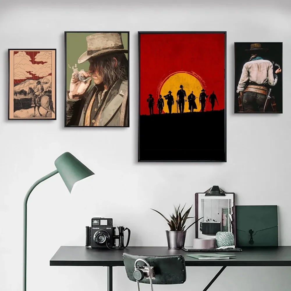 Game TV-Red-Dead-Redemption 2 Posters Kraft Paper Vintage Poster Wall Art Painting Study Aesthetic Art Small Size Wall Stickers