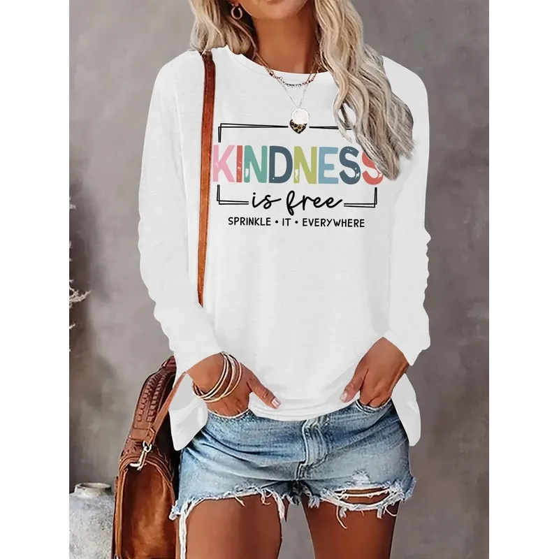 Women's fashion long sleevesTShirt，Printed design, round neckTShirt，Women's autumn and winter casual long-sleeved clothingTShirt