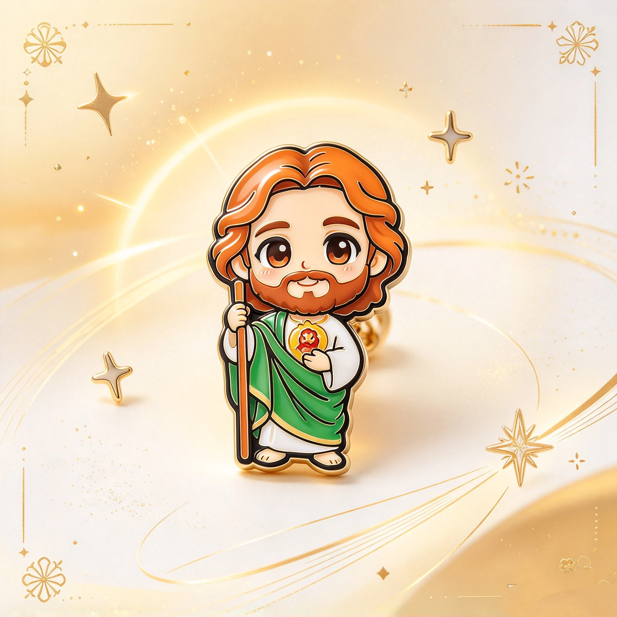 1Pcs Chibi Robed Figure Enamel Pin, Cartoon Staff Holding Character Metal Brooch, Decor Badge for Backpack & Clothes