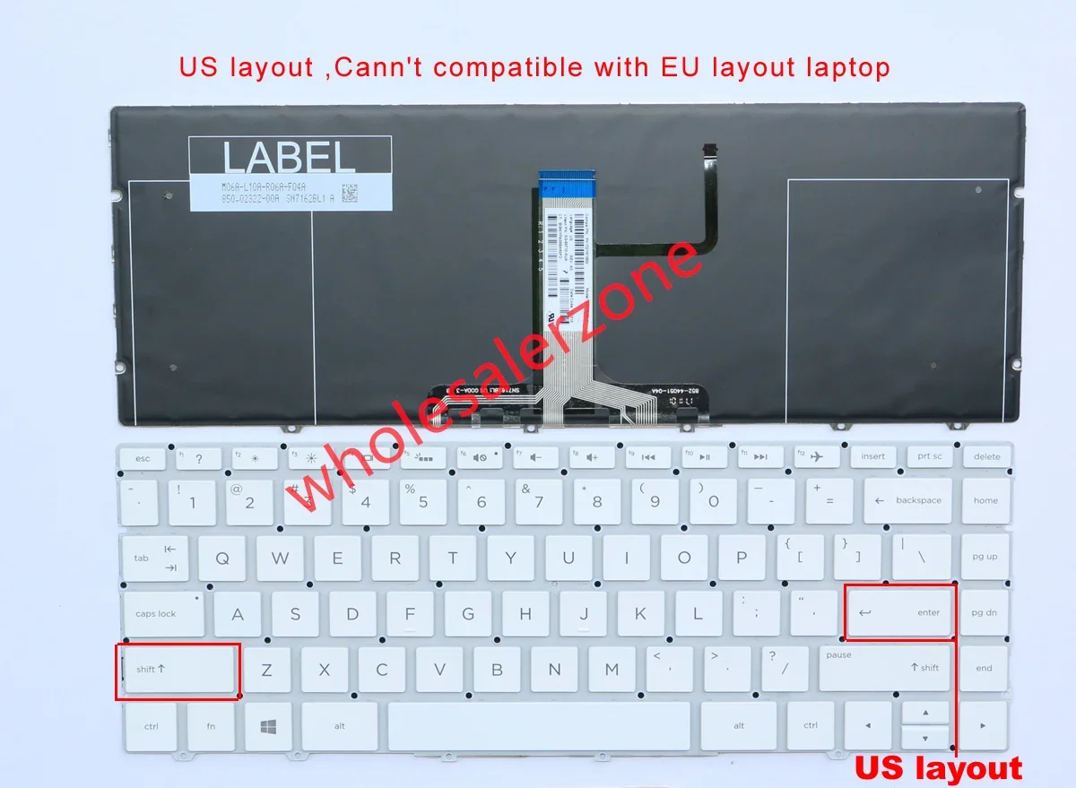 New white Backlit Keyboard for HP SPECTRE 13-AF series 13-AFxxxx 13-AF000TU 13-AF002TU 13-AF001TU laptop US layout