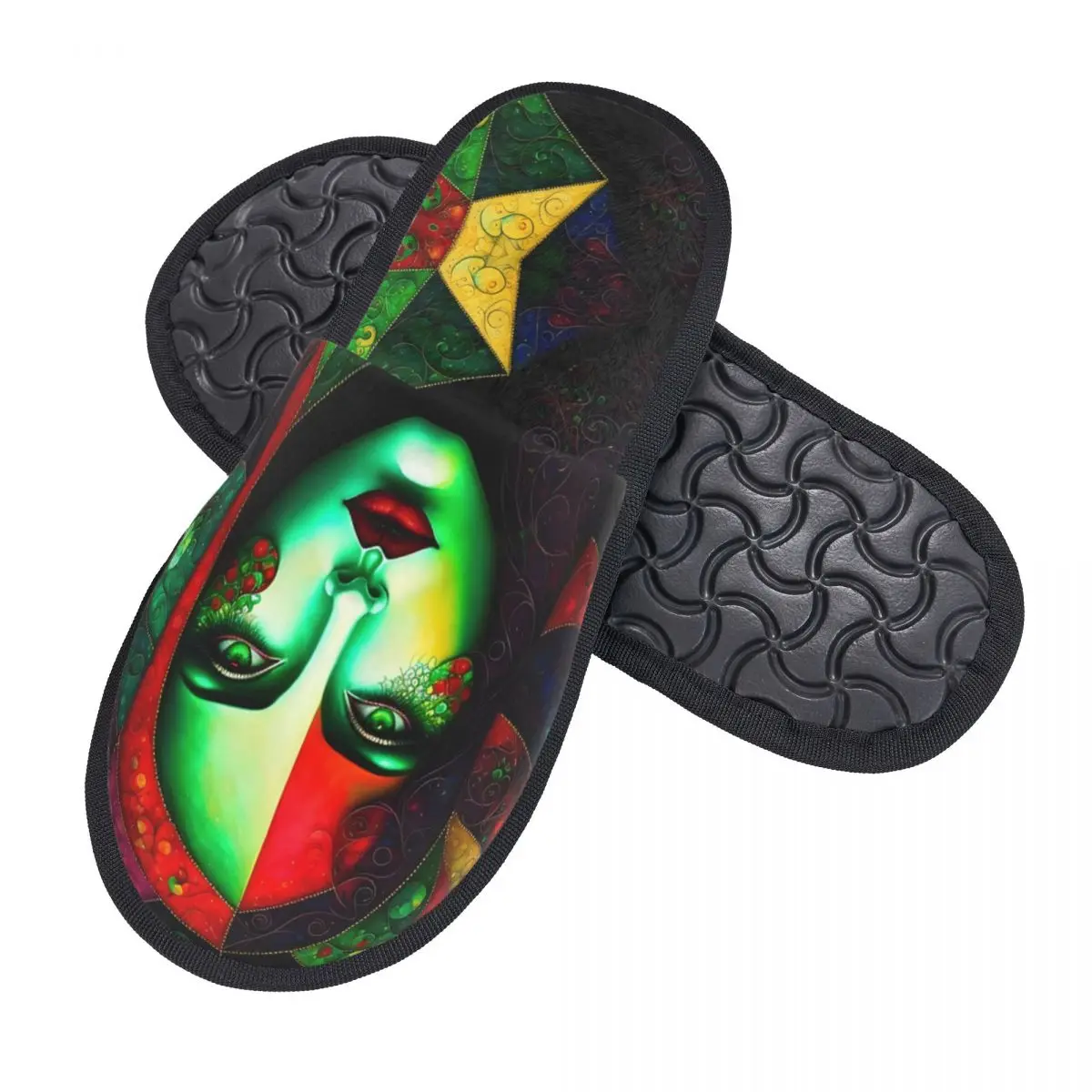 Custom African Girl Black Women House Slippers Women Cozy Memory Foam Slip On Bedroom Slipper Shoes