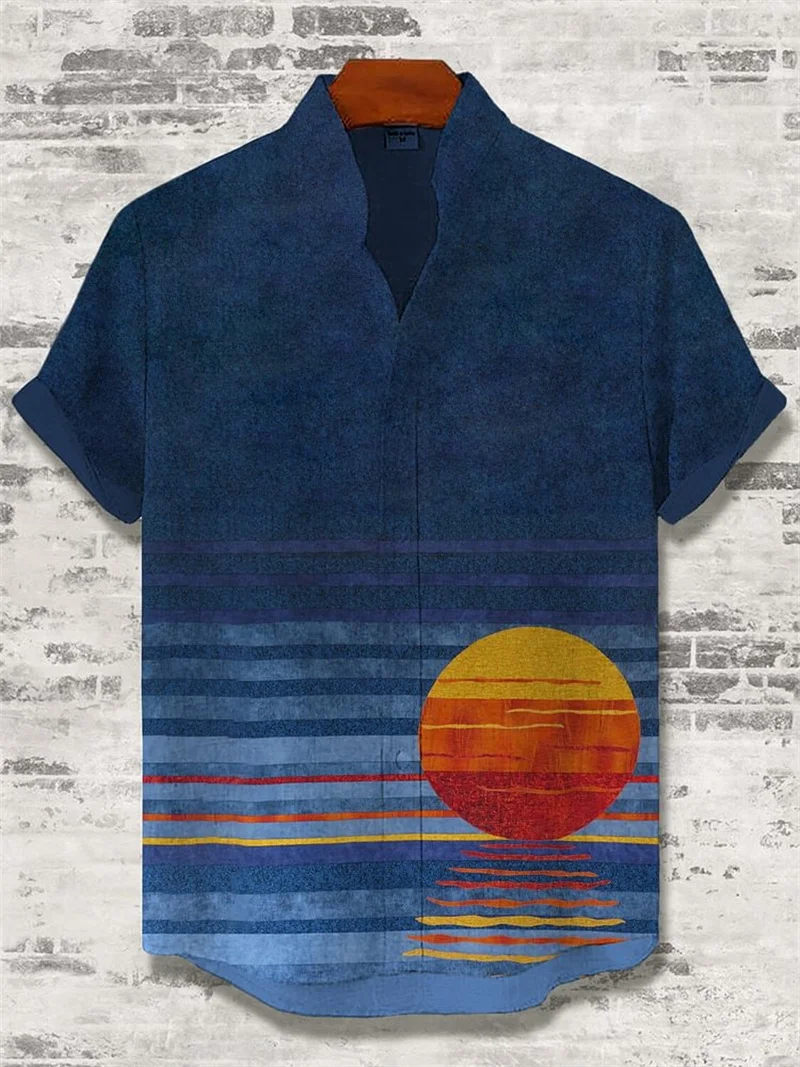 New men's fashionable casual shirt short sleeved top 3D printed pattern clothing 2025 Hawaiian shirt men's shirt