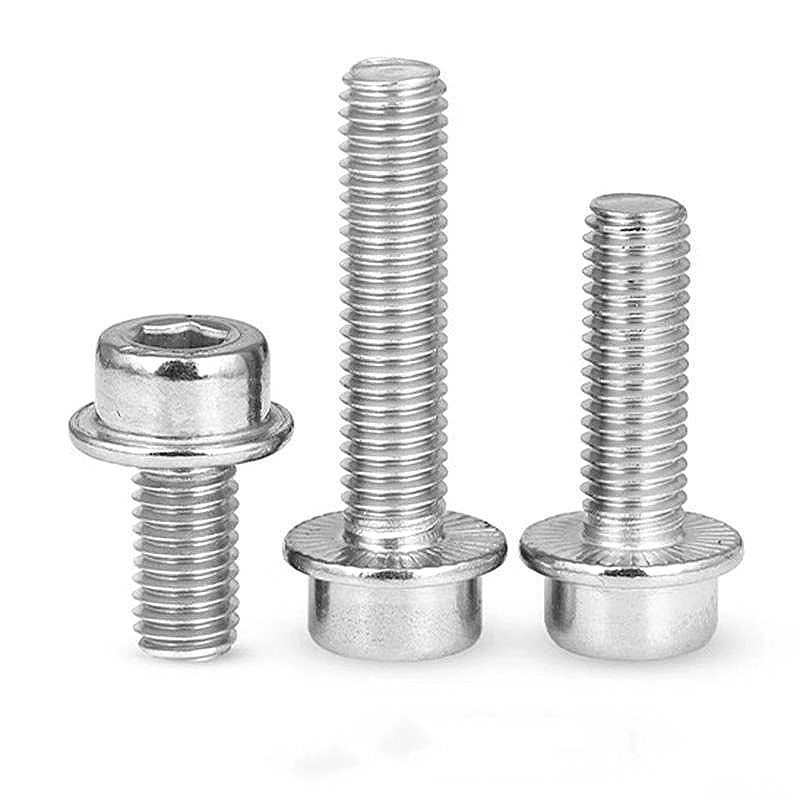 SUS304 Stainless Steel With Washer Flange Socket Head Cap Screw M3~M12 Allen Socket Bolts Length 5mm-60mm