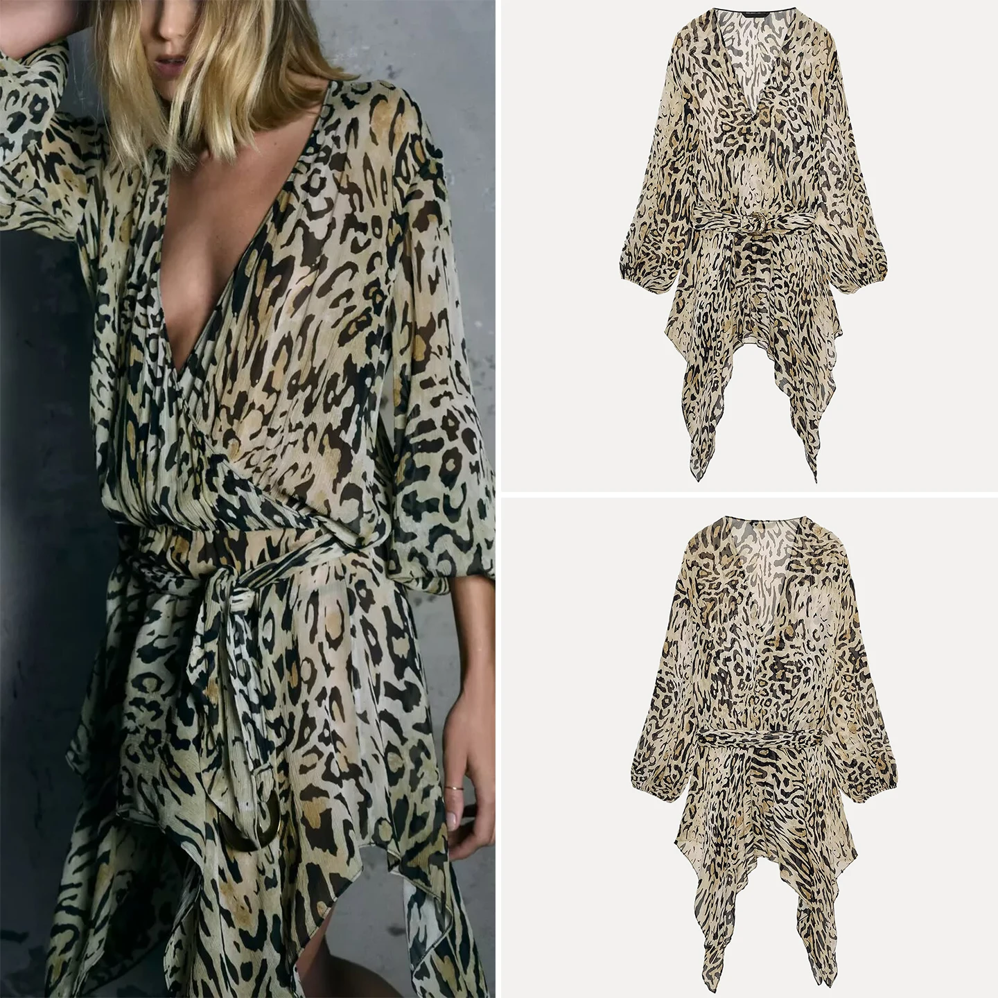 

Модный топ с анималистическим принтом, женская одежда, осень 2025, простой и стильный, европейский бренд, длинная кофта для женщин