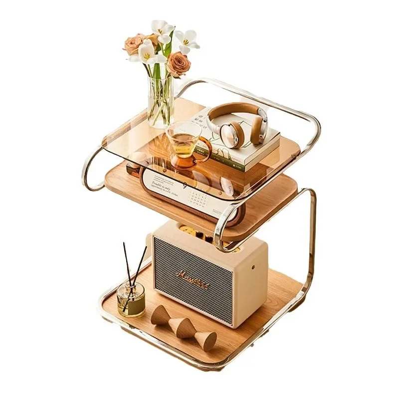 Household side few trolley with wheels, antique sofa coffee table in living room