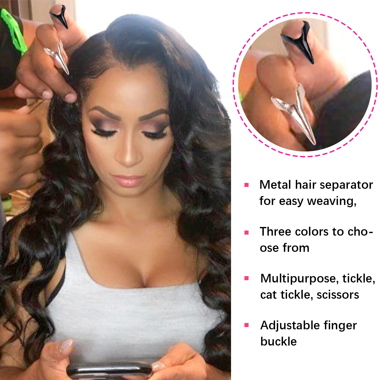 10/20Pcs Retro Gothic Haar Abschied Werkzeug Für Finger Flechten Haar Rack Haar Zubehör Klaue Ringe Magie Nagel trenn Werkzeug Gold – Detail 6