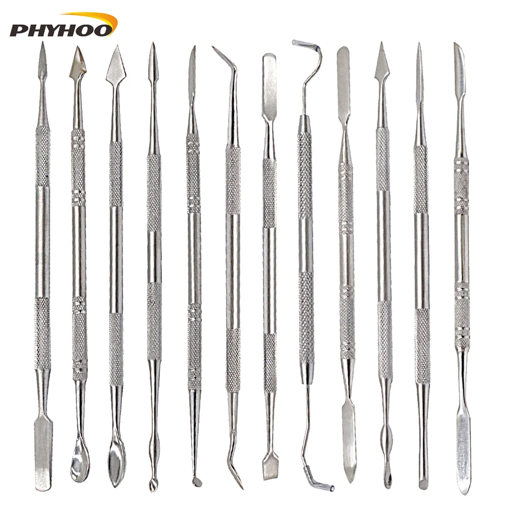 

12 Pcs Metal Spatula for Wax Knife Kit Sculpture Tools Blade Dental Knife Carve Pottery Clay Carving Modeling Jewelry Equipment