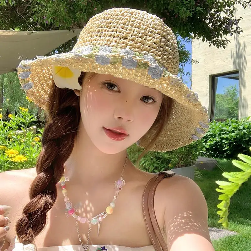 chapeau-de-pecheur-tresse-a-motif-floral-menthe-chapeau-de-paille-a-large-bord-pour-femme-pliable-protection-solaire-style-decontracte-ideal-pour-les-vacances-d'ete-a-la-plage