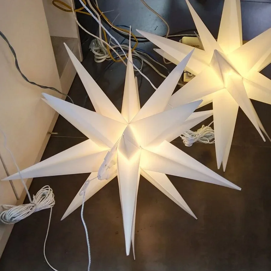 35/58CM Large 3D Moravian Star Light Christmas Tree Topper Star Hanging Garland Light Outdoor Party Xmas Holiday Star Light