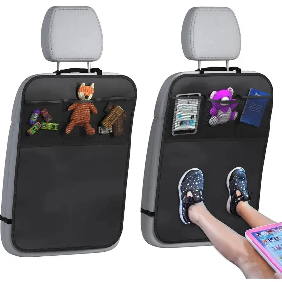 Car rear seat cover with 3 pocket storage pockets, waterproof seat protector, car seatback protector, dirt and scratch resistant