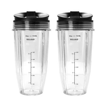 2 Pack 24Oz ถ้วย Spout ฝาปิดสำหรับ Nutri Ninja Auto IQ Series เครื่องปั่นพร้อม BL450/BL454/BL456/BL480/BL481