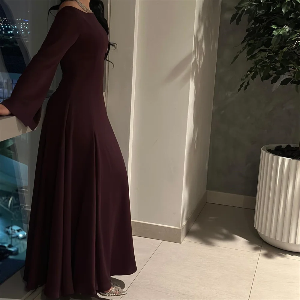 ROYET Classic Elegant Boat Neck Long Sleeve A Line Evening Dress Formal Simple Floor Length Prom Gown For Woman Customized 2025