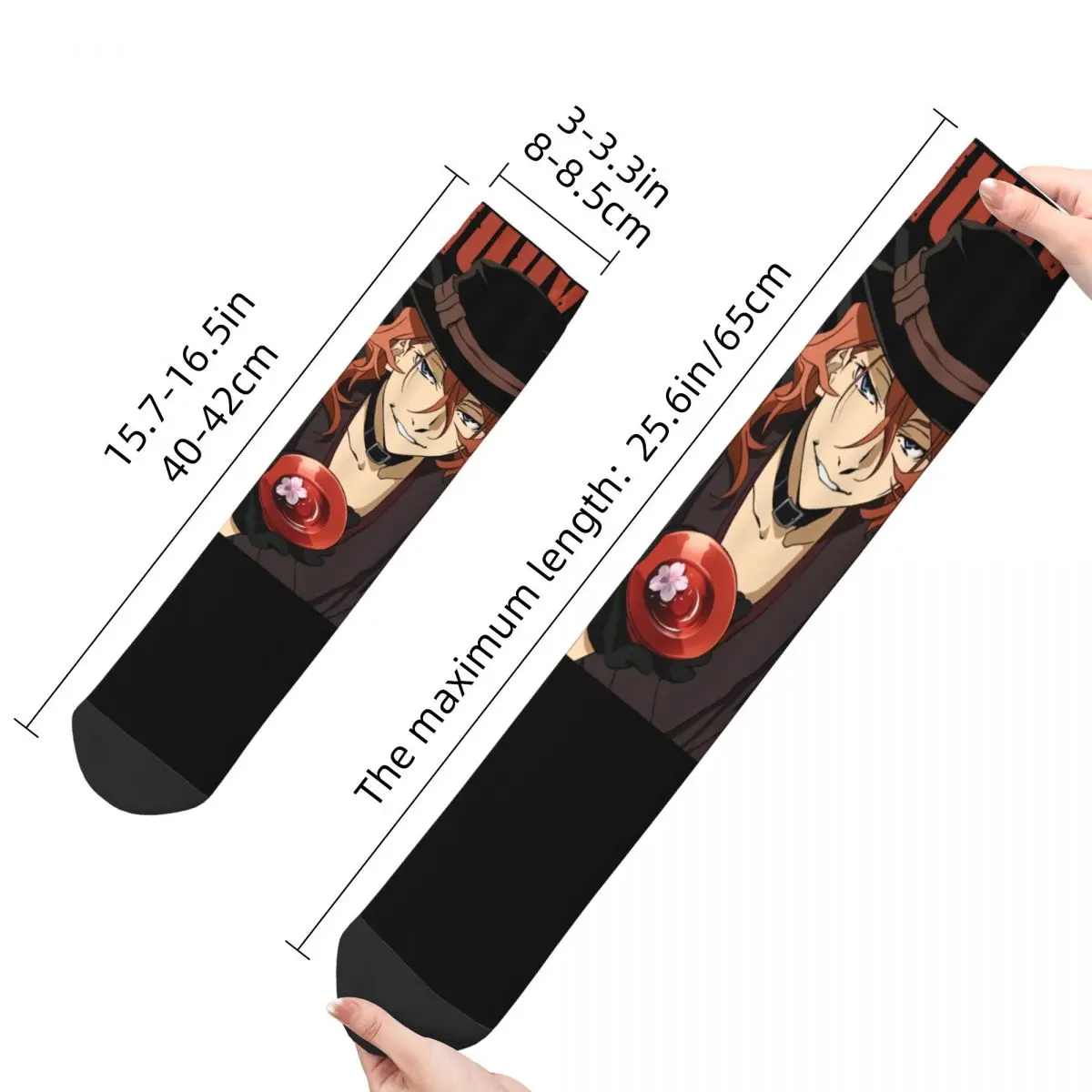 Chaussettes de compression Vintage pour hommes, Hip Hop, Chuuya Nakahara, Bungou Stray Dogs, Wan Anime, Harajuku, chaussettes d\'équipage imprimées