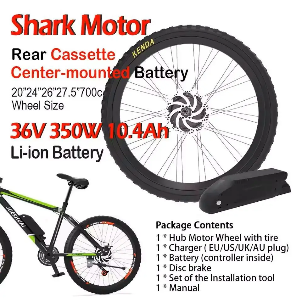 350W Powerful Electric Bike Conversion Kit with Battery Front Drive Rear Cassette Motor Wheel Ebike Bicycle 20