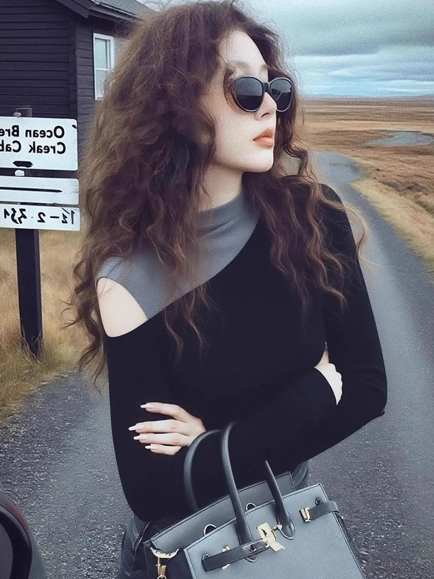 

Женская облегающая футболка с длинным рукавом и открытыми плечами в корейском стиле, теплая, для повседневной носки зимой